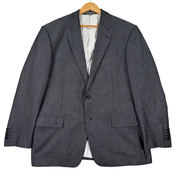 NEW Johnston Murphy Mens Large Charcoal Gray Cotton Blazer Suit Jacket Classic
